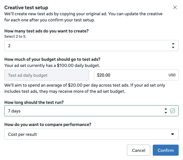 Creative Testing Feature